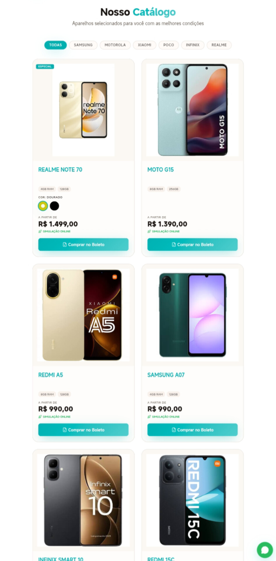 Catálogo Phone Pro — modo boleto